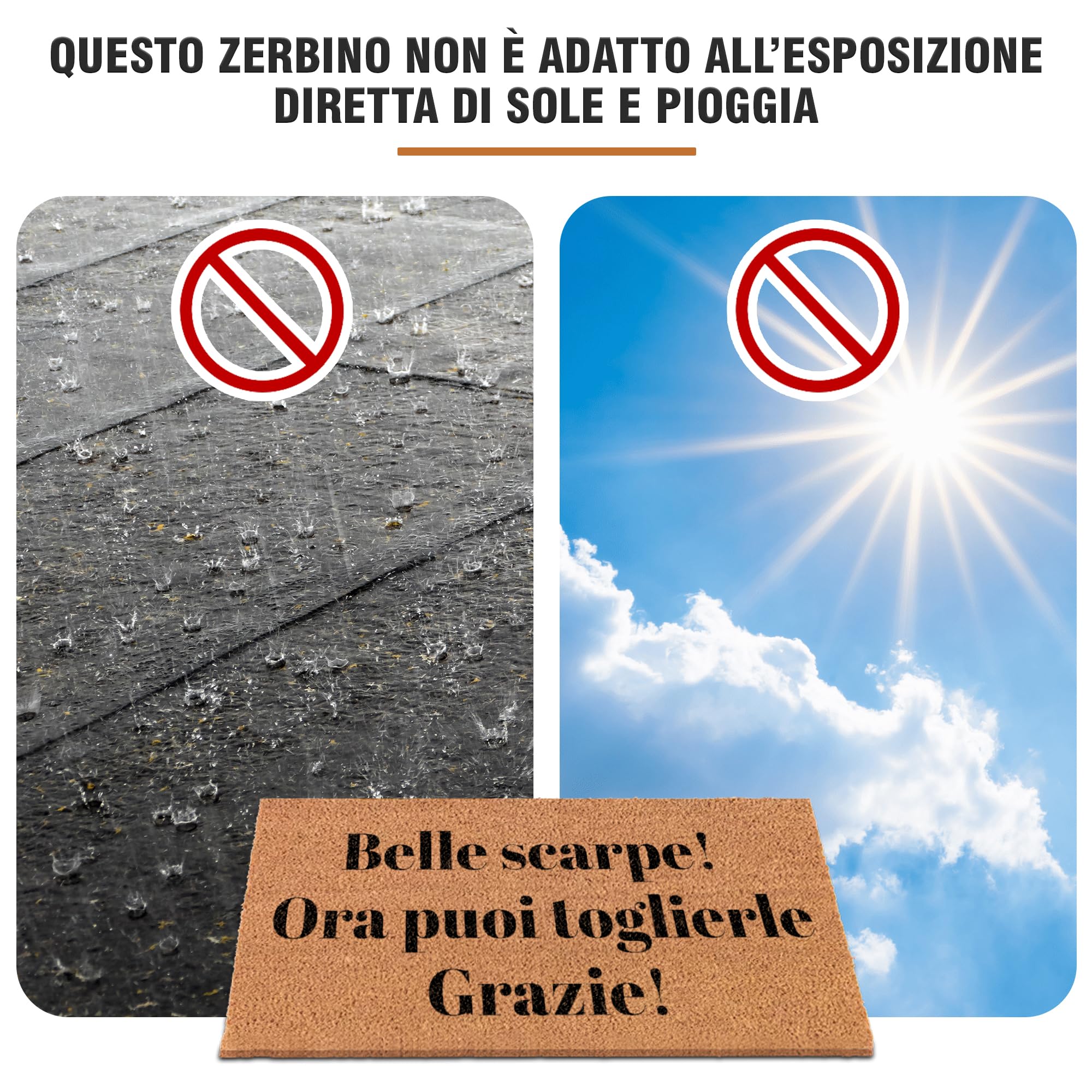 WELCOMAT - Zerbino Ingresso Esterno Personalizzato - Dimensioni 40x60 cm - Zerbino Ingresso Casa Simpatico, In Fibra Naturale di Cocco,