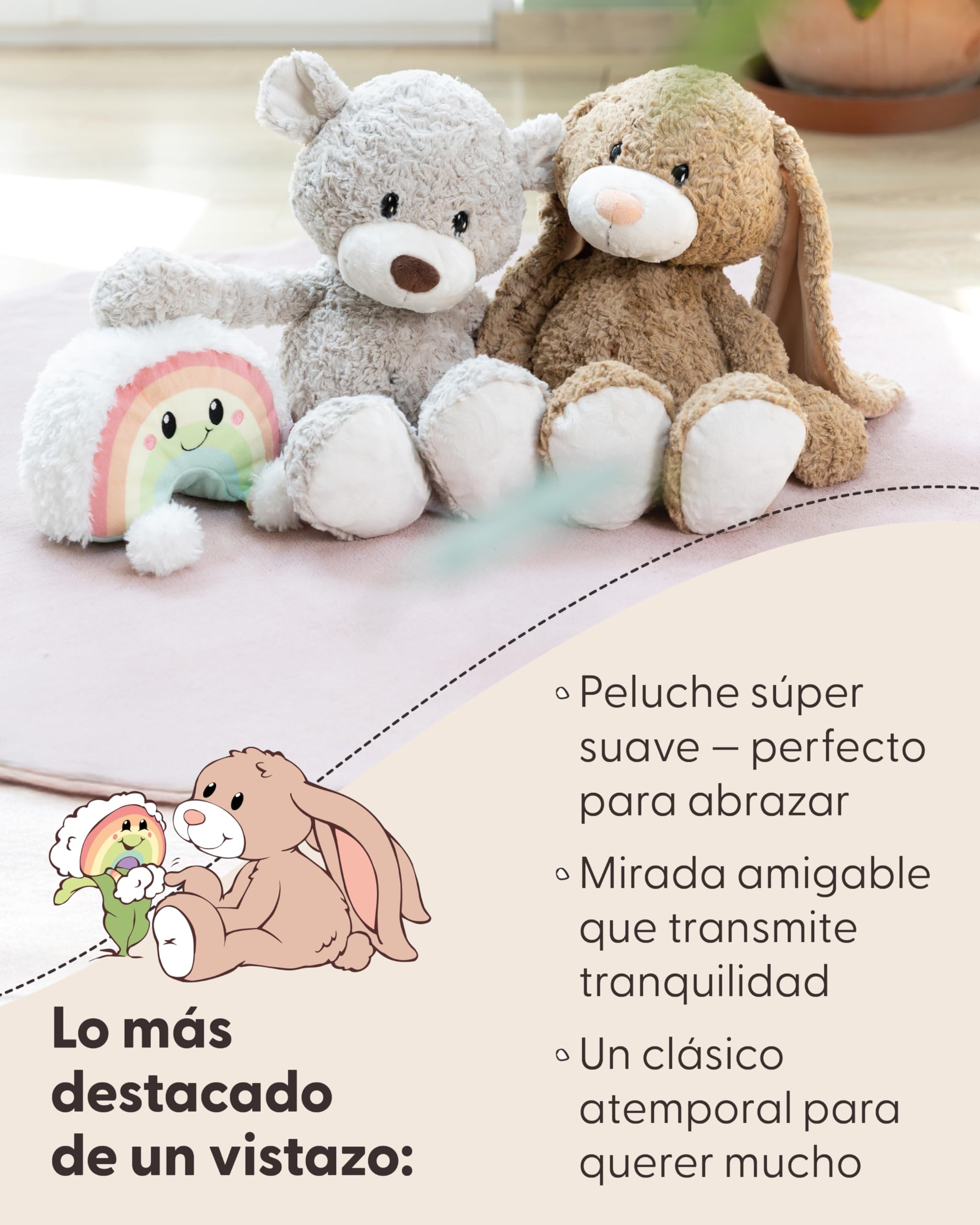 NICI Oso Finni De 50 Cm – Peluche Gris Rizado Súper Suave | Abrazable Y Juguetón | Hecho Con Materiales Reciclados | Regalo Para Niños Y Adultos