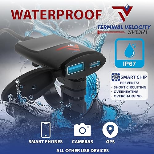 Miniatura 7 de Soporte de teléfono para motocicleta con cargador dual USB-C de 12 V para teléfono celular, accesorios de ciclo deportivo de TV, soporte de teléfono