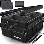 FORTEM Car Trunk Organizer, Collapsible Multi Compartment SUV Organizer, Foldable Storage for Car Accessories for Women Men, 600D Oxford, Non Slip Bottom, Securing Straps, Soft Cover (50L)