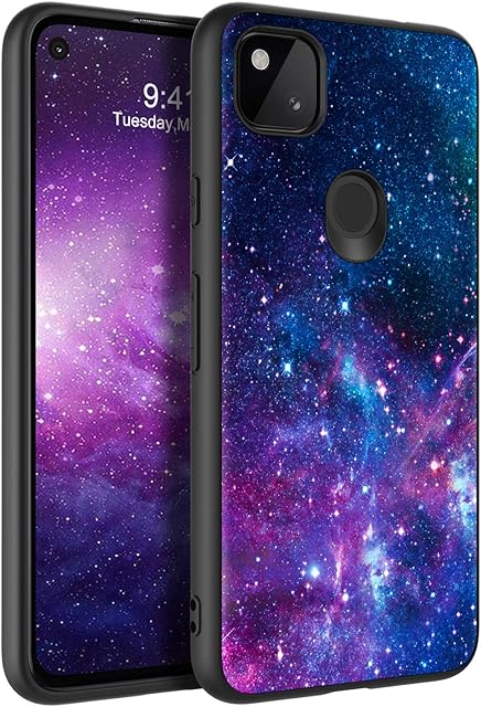 BENTOBEN Google Pixel 4A Case, Pixel 4A Case Nebula, Slim Glow in the Dark Hybrid Hard PC Soft Rubber Bumper Protective Cases Cover Purple Nebula Galaxy Pattern Phone Cases for Google Pixel 4A, Nebula