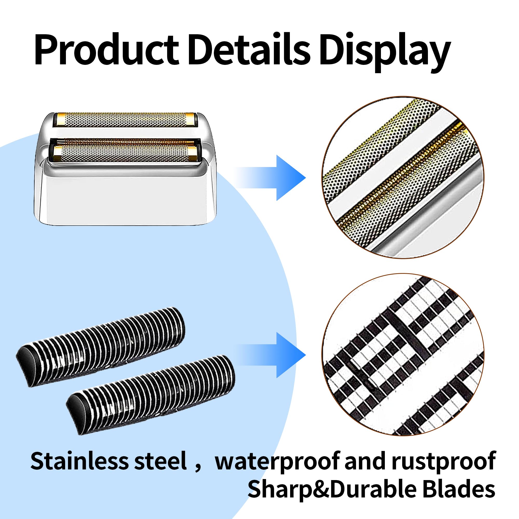 1 paquete de láminas y cortadores profesionales de repuesto para afeitadora BaBylissPRO Barberology de doble lámina, compatible con afeitadora BaBylissPRO Barberology FXFS2, dorado (plata)