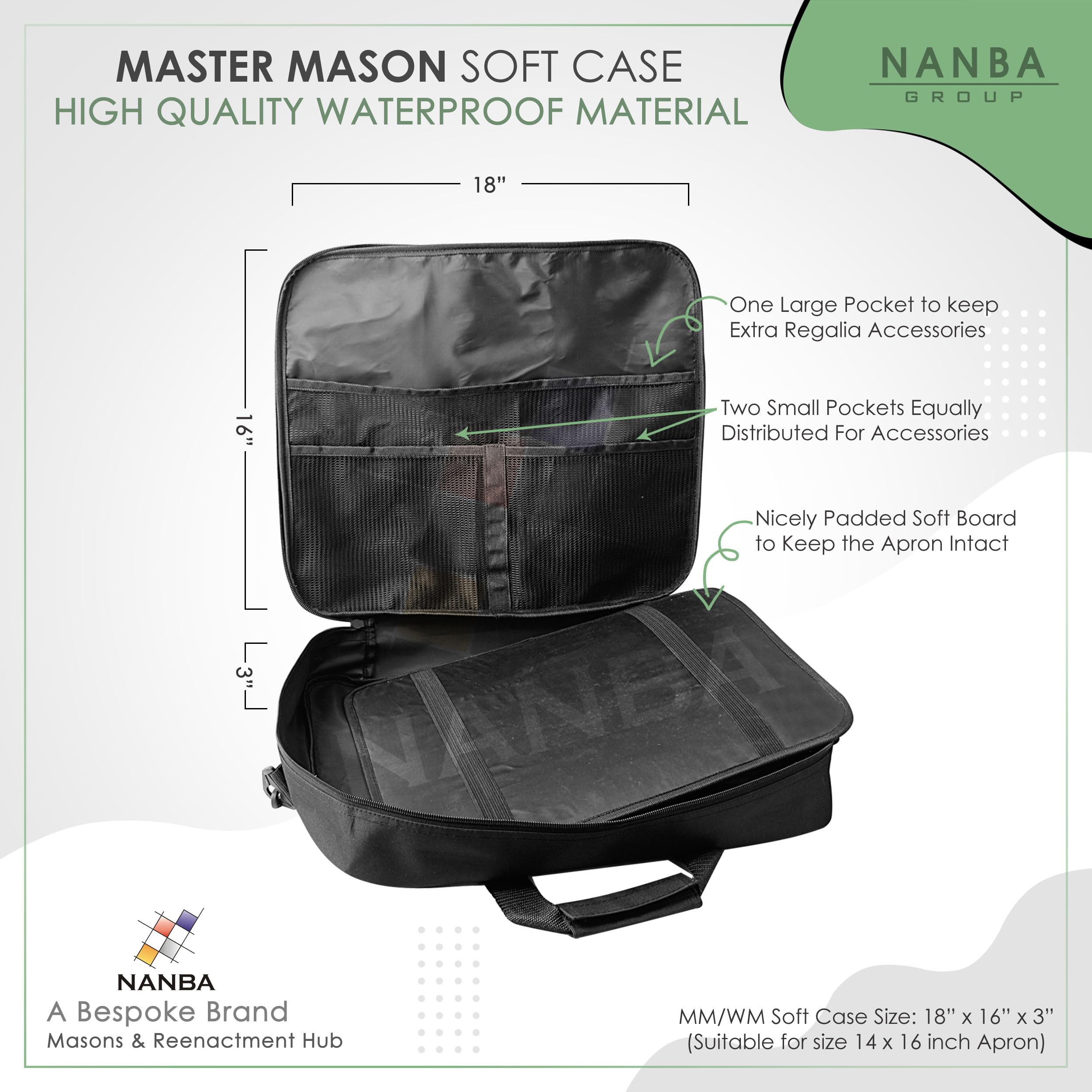 MASONS & REENACTMENT HUB – Past Master Gold Ricamo a Mano | Borsa Massone in Similpelle con Tracolla & Tasca Interna