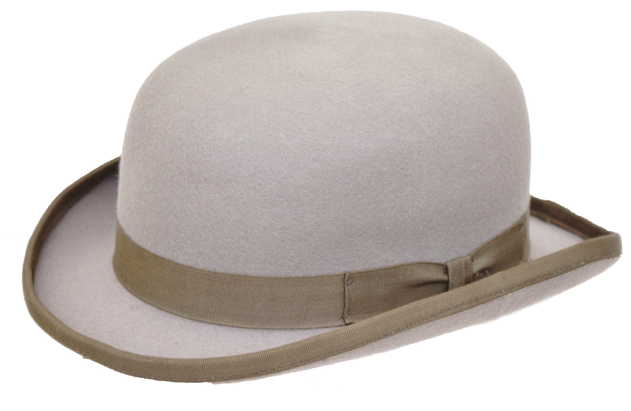 Dh Men's Grey Wool Bowler Hat Hard Top Round Felt Hat With Satin Lining