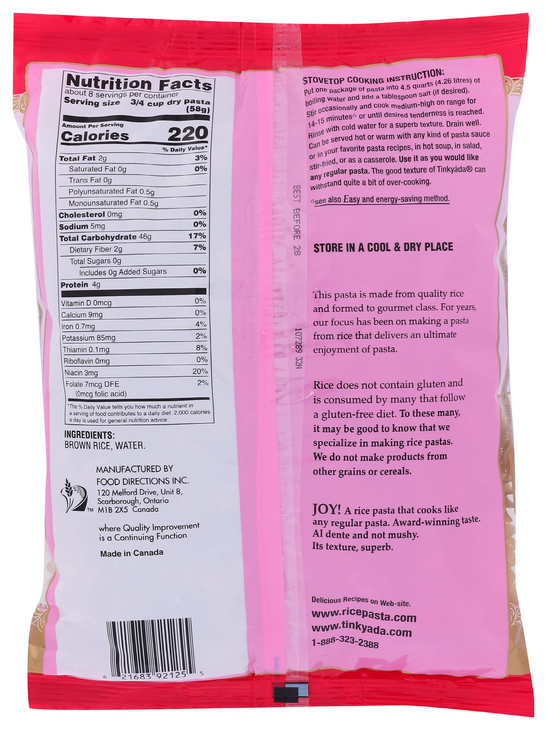 Tinkyada Pasta Joy Ready, Spiral, Brown Rice, 16 oz thumbnail 2