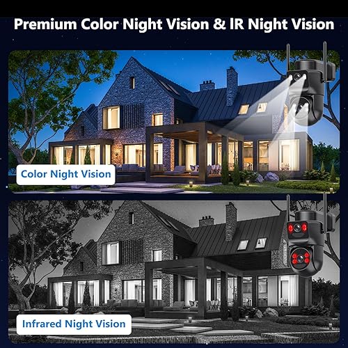 Miniatura 6 de Cámaras de seguridad solar 4K inalámbricas para exteriores, alimentadas por batería, bala de doble lente de 5 GHz y 2.4 GHz y enlace PTZ de 360