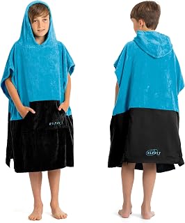 Osprey Kinder-Poncho-Handtuch mit Kapuze, Strand-Wickelmantel für Jungen und Mädchen im Alter von 6–12 Jahren, Surfen, Schwimmen, Paddelboarding, Poncho mit wasserdichtem Sitzschutz und verstaubarem