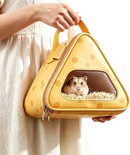 Hamster Cage Portable Travel Bag or Small Pet Carrier with Triangular Cheese Shape Easy to Clean Breathable
