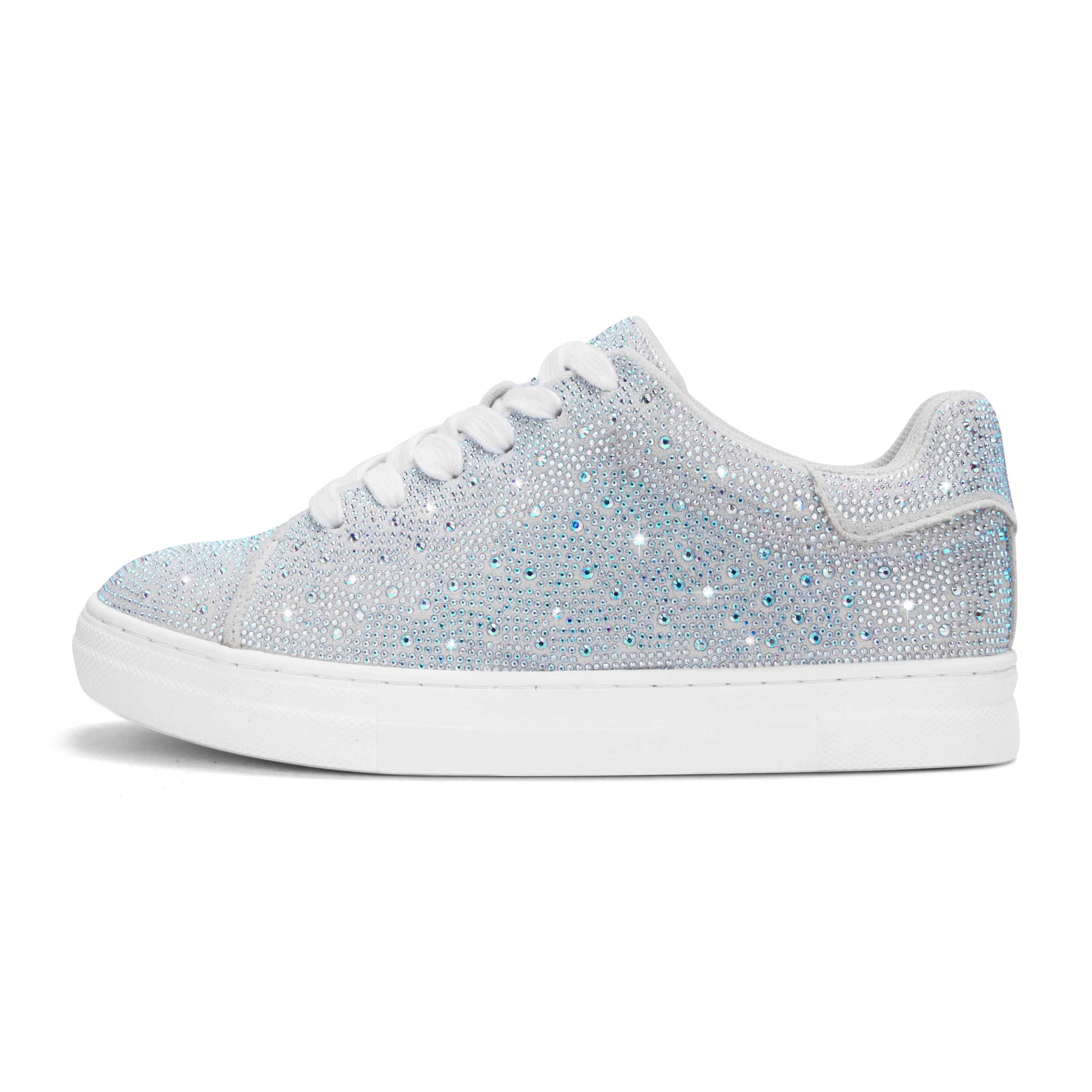 PARTY Scarpe da ginnastica da donna con strass glitterati e plateau, alla moda, da sposa, con lustrini,