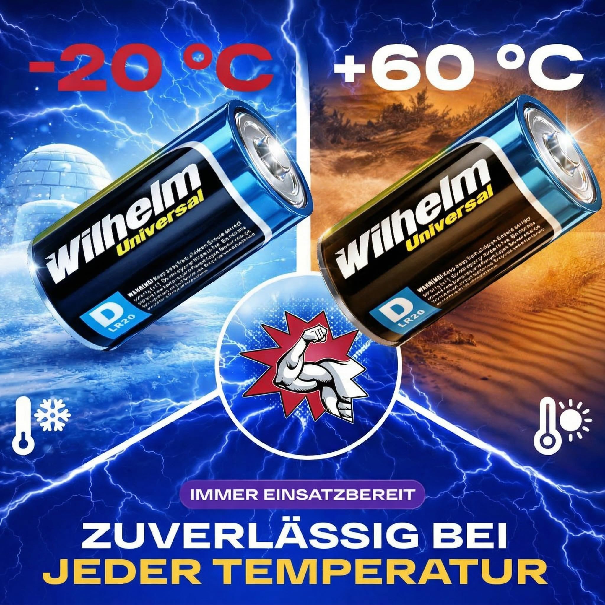 Wilhelm Mono D Batterien LR20 1,5V Universal Alkaline – 40 Stück