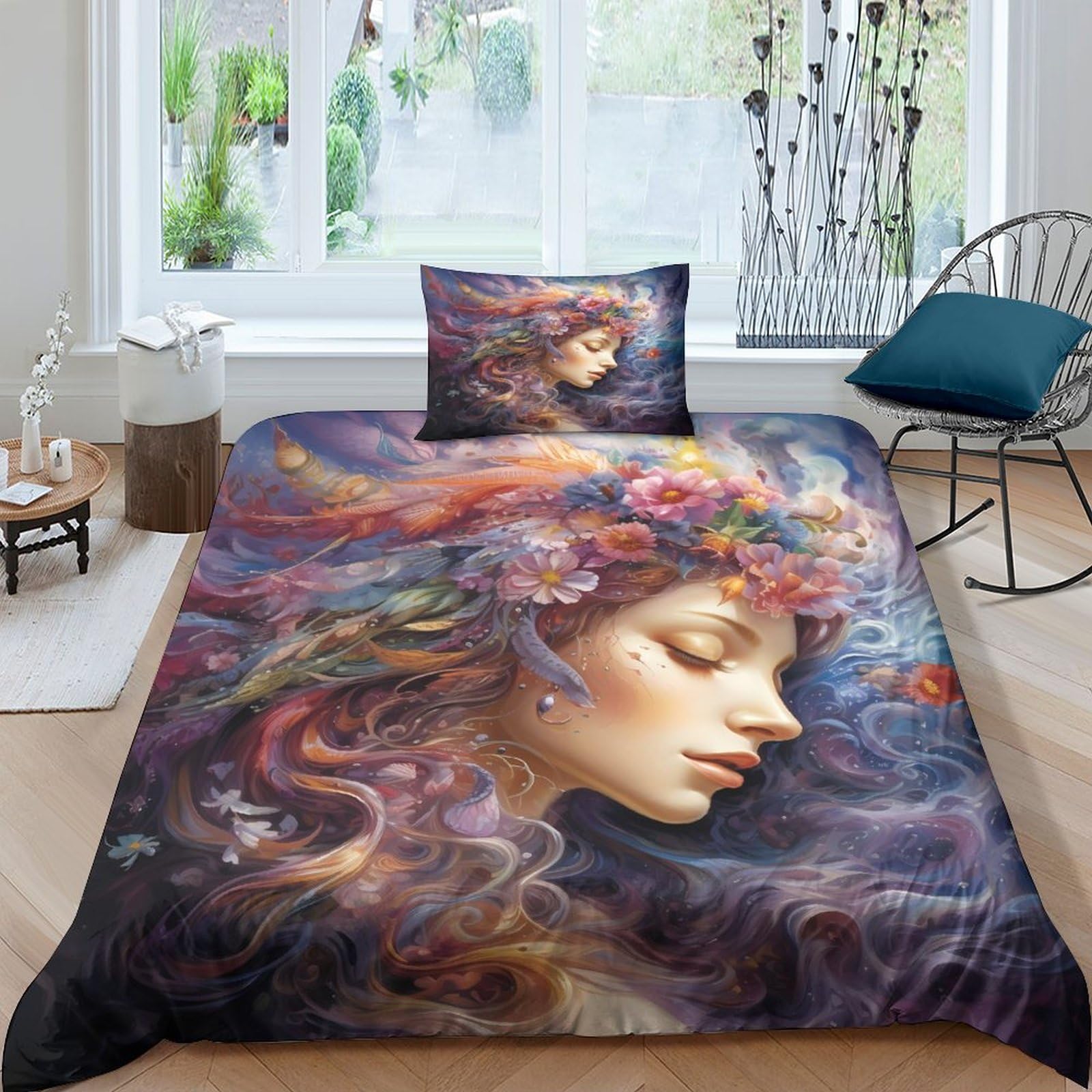 Housse de couette microfibre douce et zippée avec imprimé papillon 3D