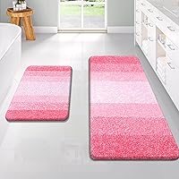 Vista 62 de OLANLY Juego de 2 alfombras de baño de 2 piezas, alfombras de baño de microfibra suave y absorbente y alfombra de inodoro con contorno