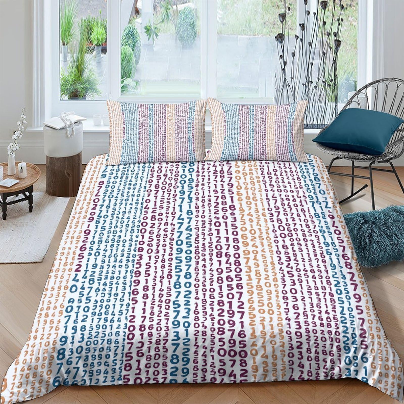 Housse de couette haut de gamme à rayures imprimées 3D, linge de lit doux et hypoallergénique