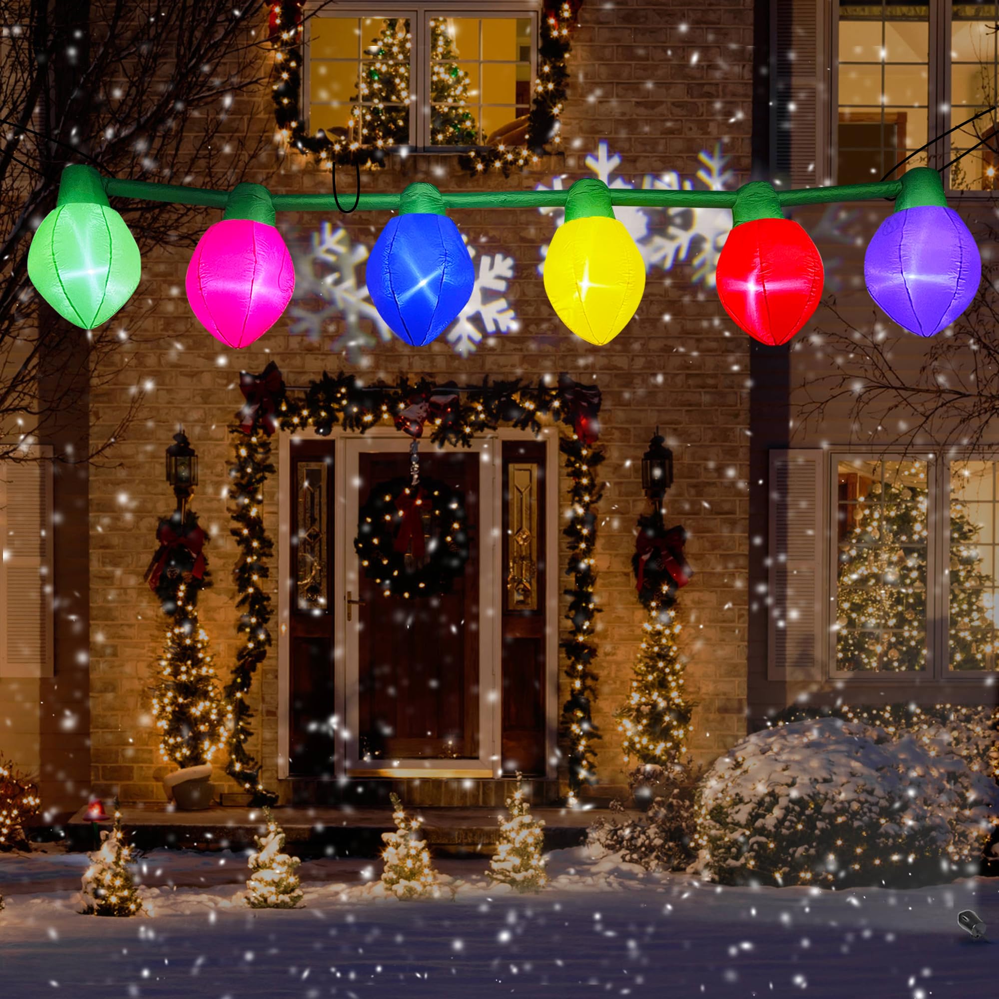 SEASONBLOW Palline gonfiabili natalizie da 4,5 m, decorazioni a LED illuminate per prato, cortile, giardino, casa, interni ed esterni, feste di vacanza
