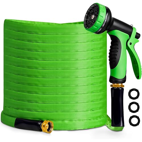 Garden Hose 25 FT,Non-Expanding,10 Functional Nozzles,Garden Hose anti-kink,Heavy Duty Flexible Water Hose 25 FT,Suitable for Outdoor,Yard, Lawn, Car Washing and Other Scenes.