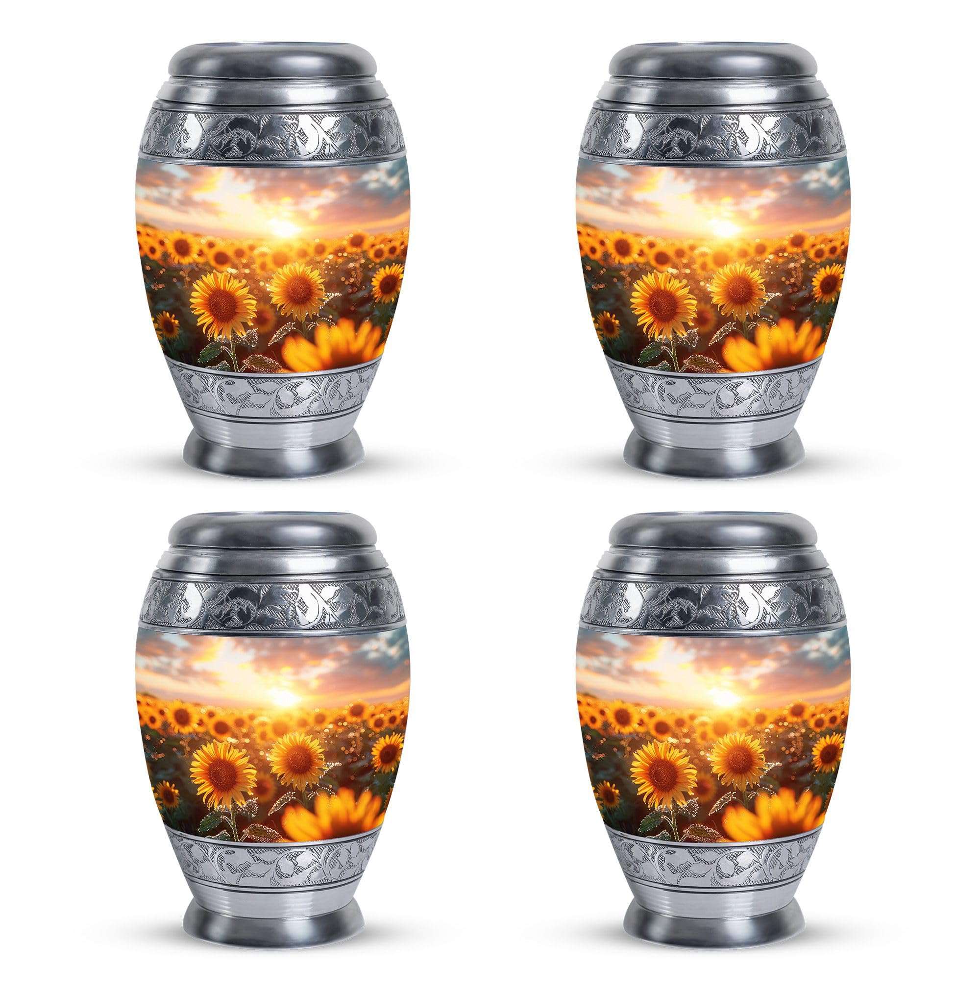 SUBSH Sunflower Twilight - Little Memorial Urn for Love One - Pack of 4 - Mini Keepsake Urn for Mom Ashes - Small Keepsake for Adult Human Ashes Women & Men - Human Remains Urns for Dad