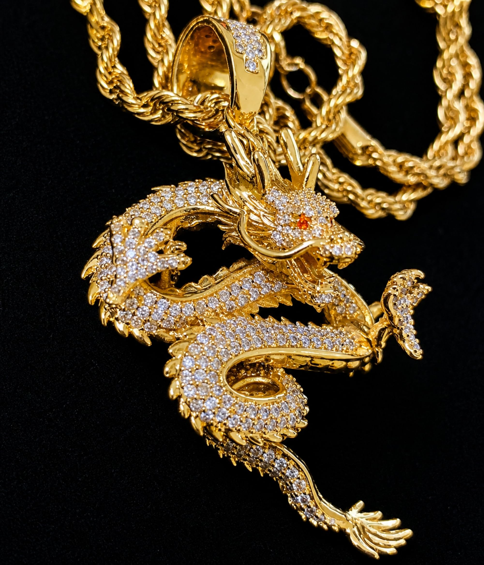 ICEDIAMOND BORN TO RISE Drachen Anhänger Halskette für Herren