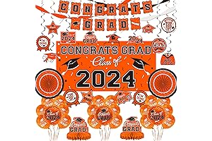 Complete Graduation Party Supply Set in Festive Orange and Black for 2024 Graduates