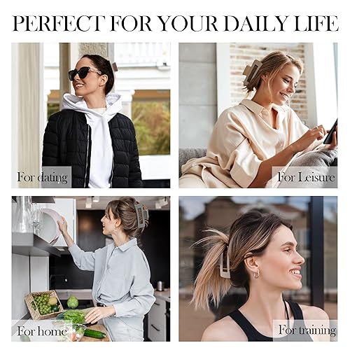 Miniatura 5 de Beauty.H.C Pinzas de pelo grandes antideslizantes mate para cabello grueso, fino o rizado, 8 pinzas de sujeción fuerte Jumbo de 4.1 pulgadas para