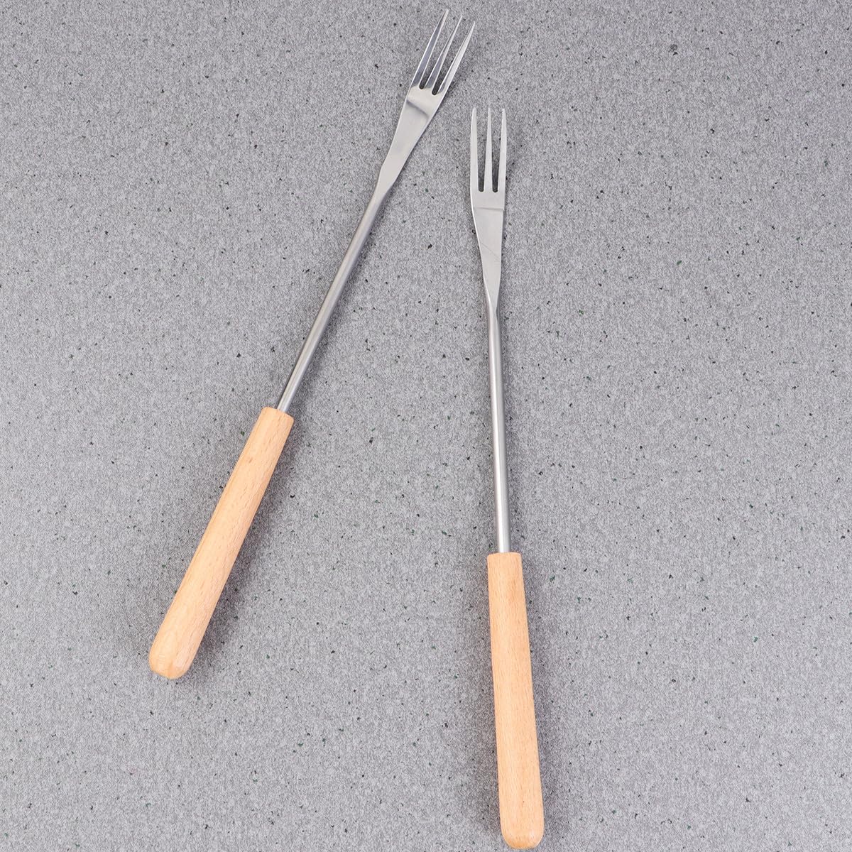 Artibetter Forchette da Fonduta Resistente al Calore Manico in Legno in Acciaio Inox Set 6 per Barbecue, Picnic e Pentola Calda