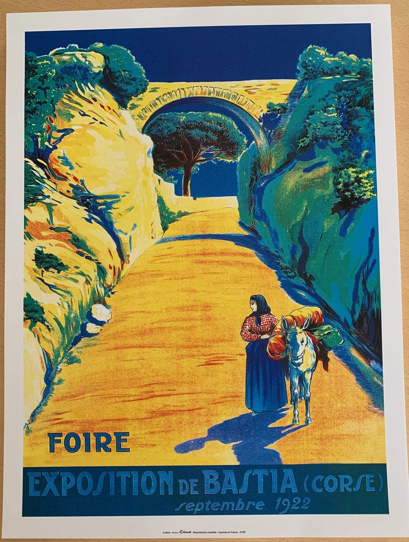 Poster Bastia 1922 Corse 30x40cm pour creer une ambiance retro dans votre salon