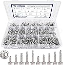450PCS Self Tapping Screws for Metal, 410 Stainless Steel Self Drilling Screws #8#10 Hex Head Sheet Metal Screws Assortment Kits, Length 1/2"" to 1-1/4'' (Silver)