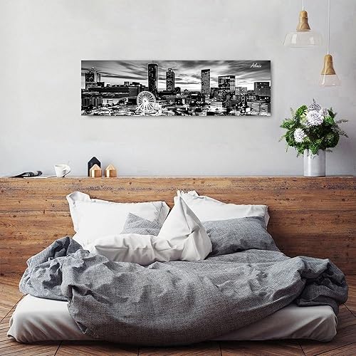 Miniatura 3 de Arte de pared de Atlanta Citysacape - Lienzo decorativo en blanco y negro, arte de pared de horizonte de ciudad, obra de arte para sala de estar,