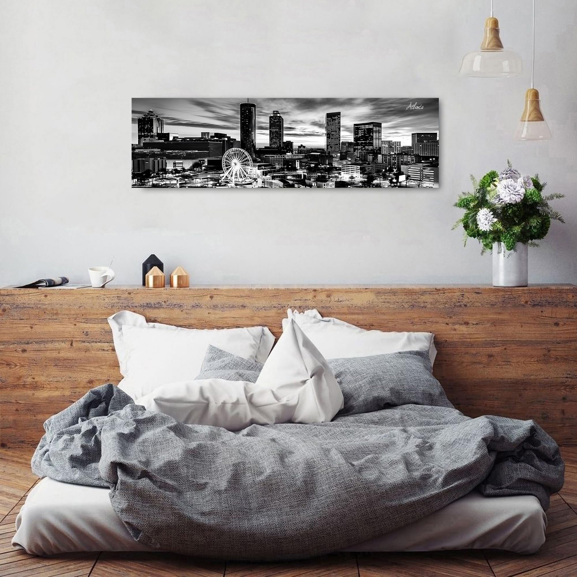 Georgia USA Athens Downtown Skyline Wandbild – 127 X 61 Cm, Gerahmter Leinwanddruck Für Wohnzimmer, Schlafzimmer, Büro
