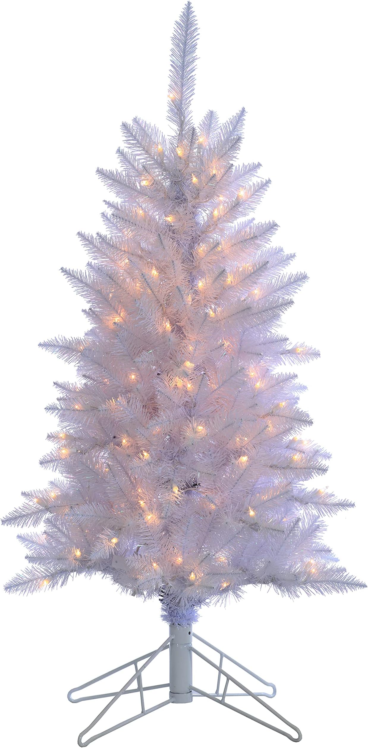 4-Foot White Tiffany Tinsel Tree with 150 clear lights