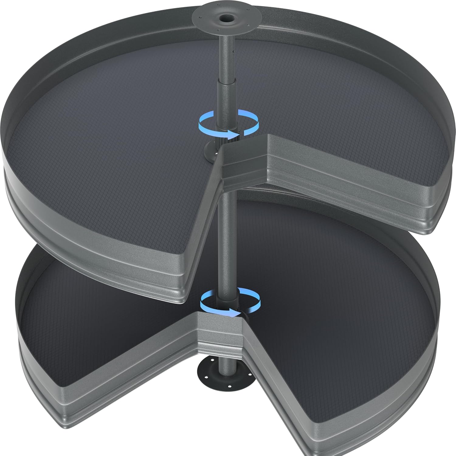 28" Kidney Lazy Susan for Cabinet, 270° Height Adjustable Replacement Shelves for Kitchen Corner Cabinet(Cannot be Door-Mounted)