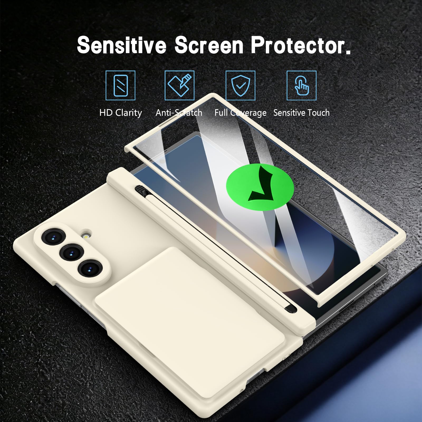 COQUE Etui na telefon Galaxy Z Fold 8 Ultra, odporne na uderzenia, z przegródką na karty i stojakiem, wbudowanym rysikiem i folią ochronną na wyświetlacz, etui na telefon komórkowy do Samsung Galaxy Z