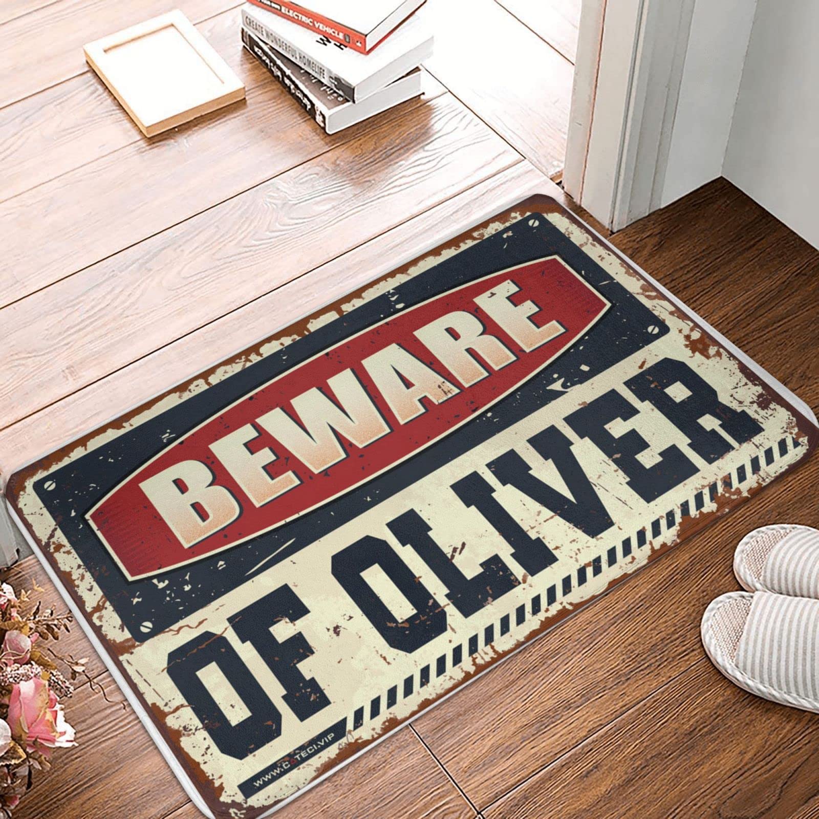 Tapis de porche extérieur Beware of Oliver paillasson grand 50x80
