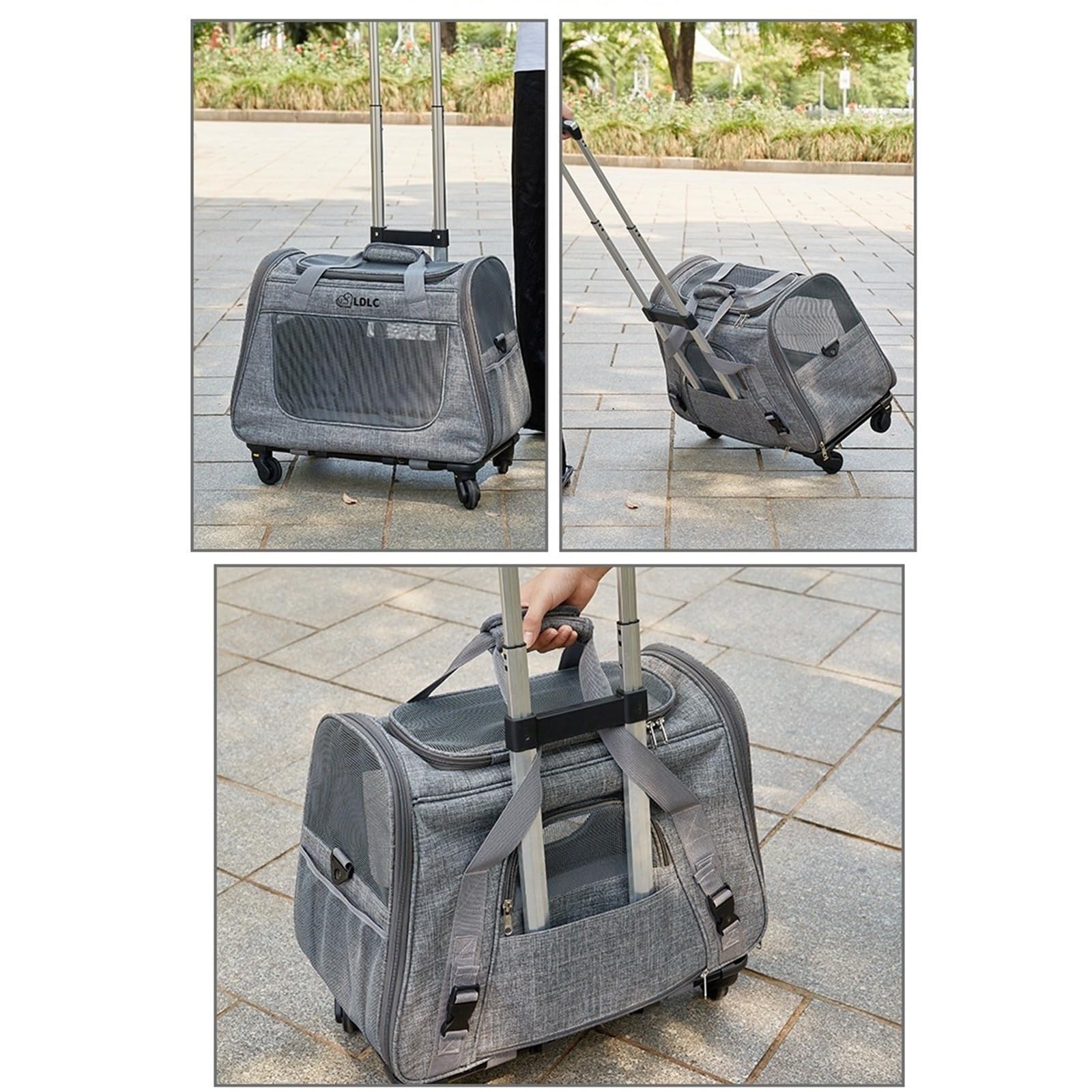 Trasportino per Gatti Cani con Ruote Trasportino per Cani Domestici su Ruote Trasportino da Viaggio per Animali Domestici 2 in 1 Trolley per Gatti con manico e tracolla