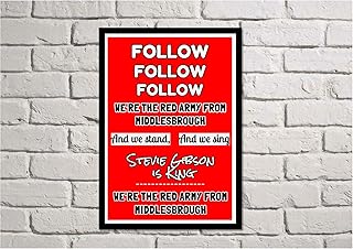 A3 MIDDLESBROUGH CHANT, WALL ART, FOLLOW, FOLLOW, FOLLOW SONG, BORO GIFT