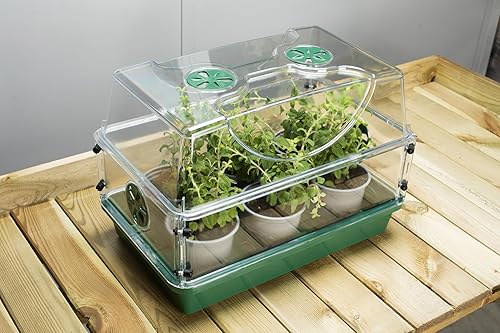 Miniatura 11 de EarlyGrow propagador domado mediano para semillas y hierbas con extensión de altura lateral ventilada y juego de clip de seguridad, verde