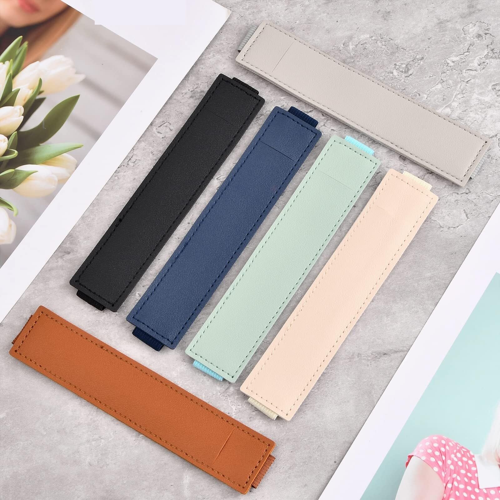 Szkoła Uchwyt na Długopisy Uchwyty Na Długopisy Do Notesów Z Regulowaną Gumką Segregatorów Itp Biuro Organizer(Grey)