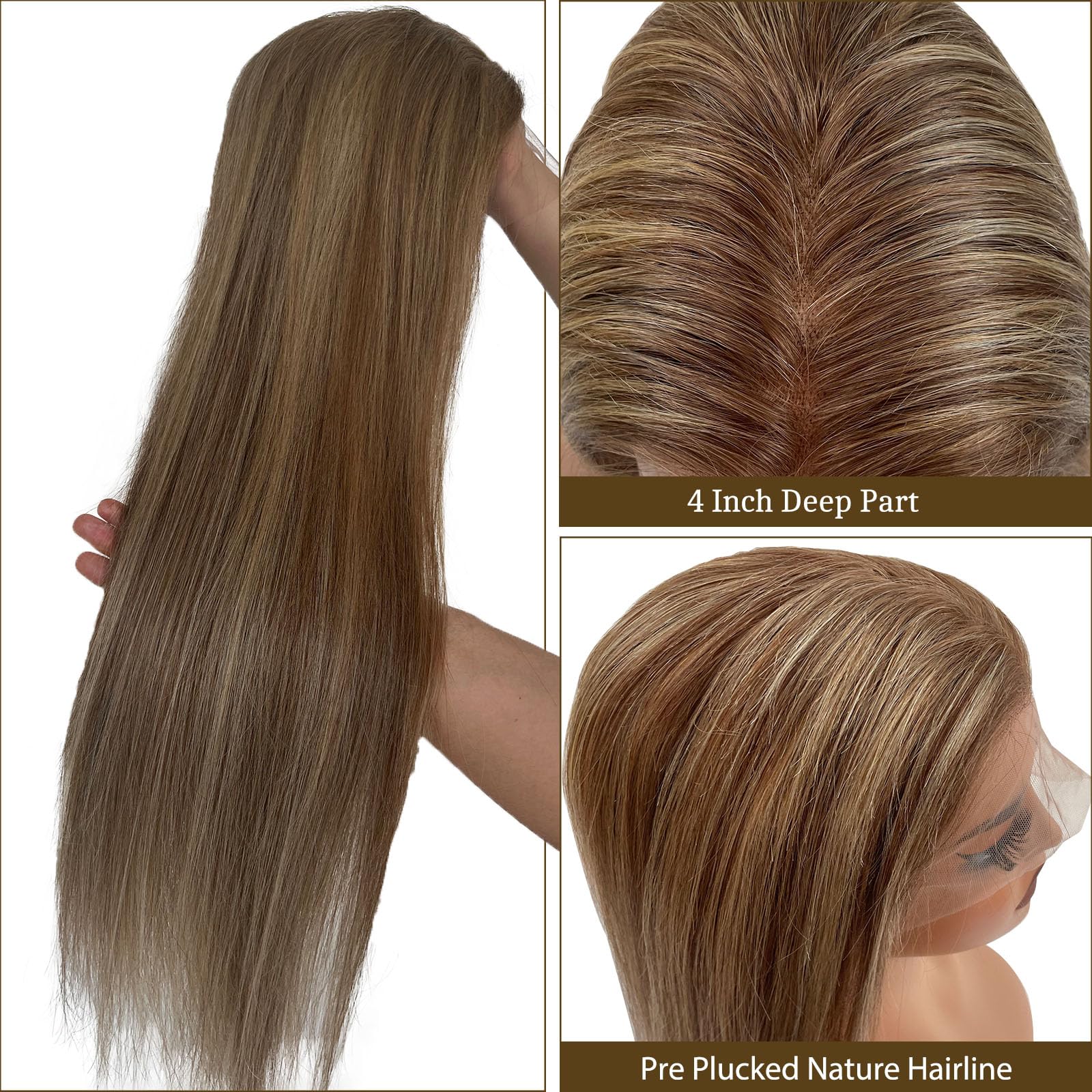Amazon.com : 28 Inch Highlight Lace Front Wigs Human Hair  display picture 2