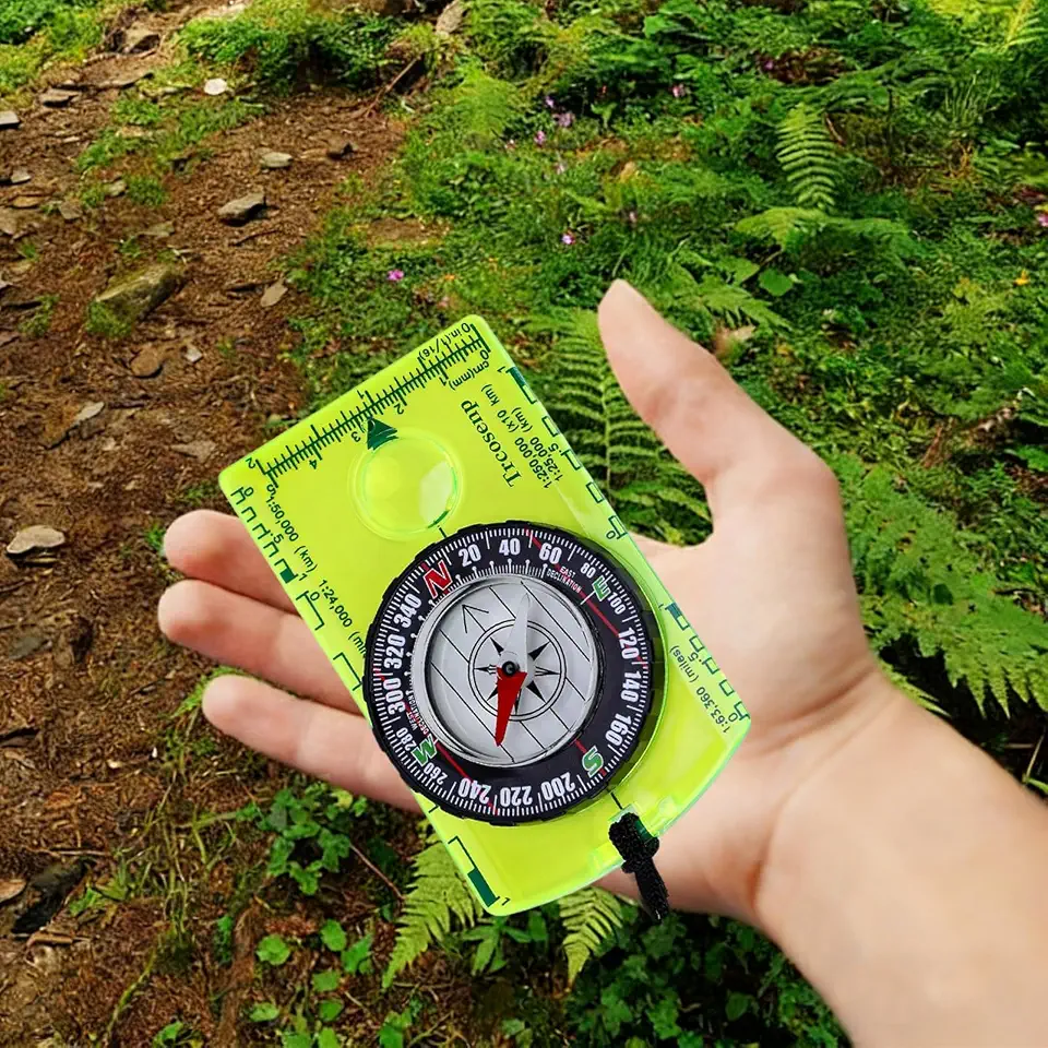Bússola de orientação ao ar livre – bússola avançada para caminhadas, acampamento e mochilão, ferramentas de navegação leves e duráveis