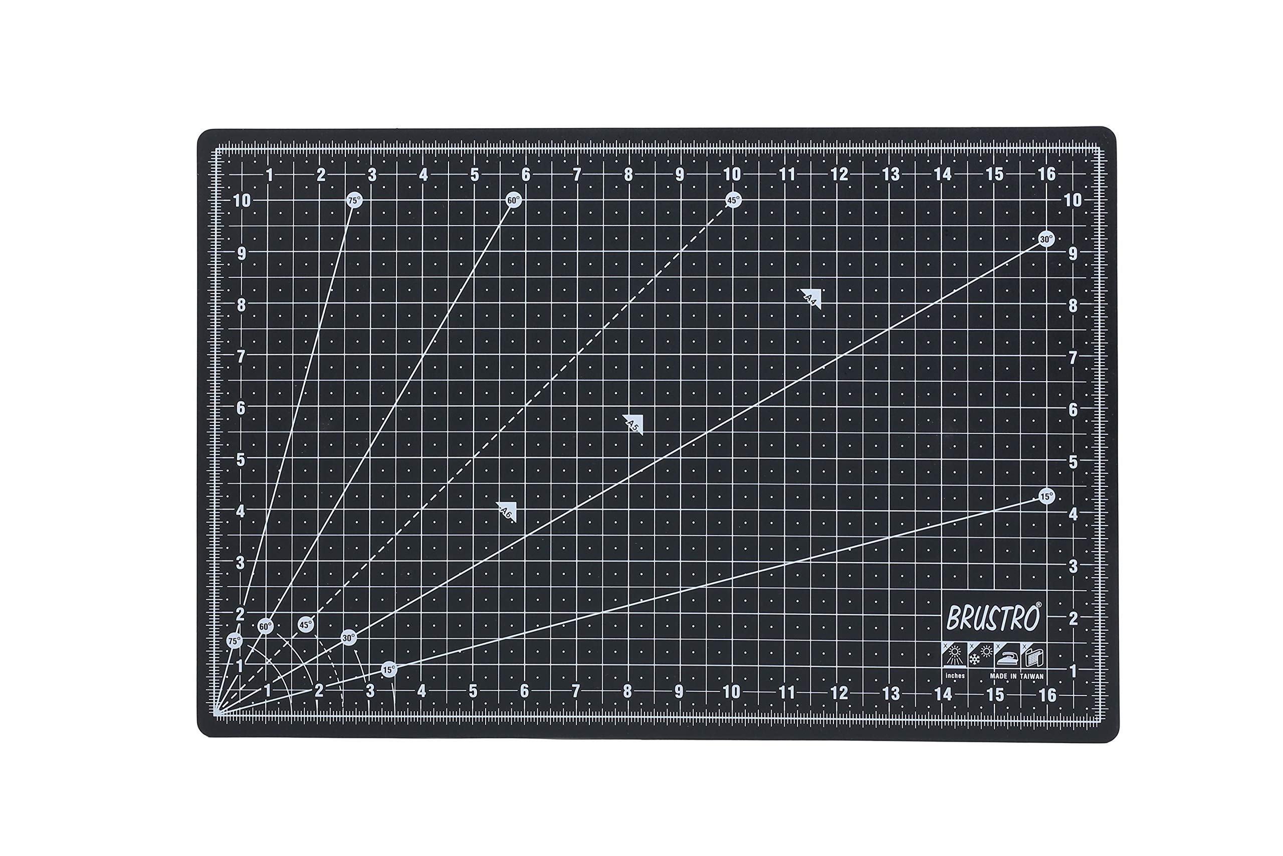 BRUSTRO Doppelseitige, selbstheilende Schneidematte mit 5 Schichten, metrisch/imperial, A3, 45 x 30 cm, schwarz, umweltfreundlich, strapazierfähig, mehrlagig, rutschfest, nicht reflektierend, ideal