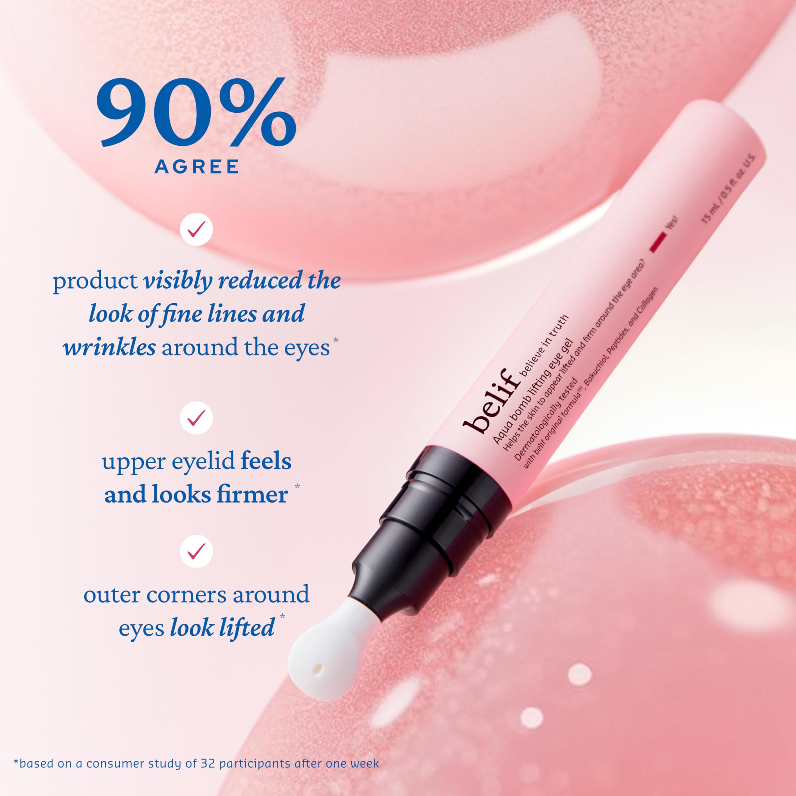 belif Aqua Bomb Cooling Eye Gel - Caffeine & Hyaluronic Acid for Puffiness & Hydration, Niacinamide & Vitamin C for Dark Circles, Adenosine & Collagen for Plumping & Firming, Korean Skin Care