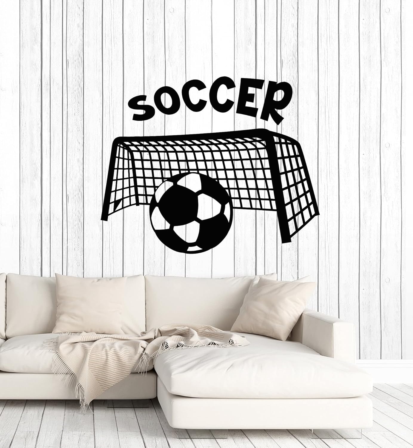 Vinyl Wall Decal Ball Soccer Player Team Game Sport Teen Room Stickers Mural Large Decor (g6196) Black