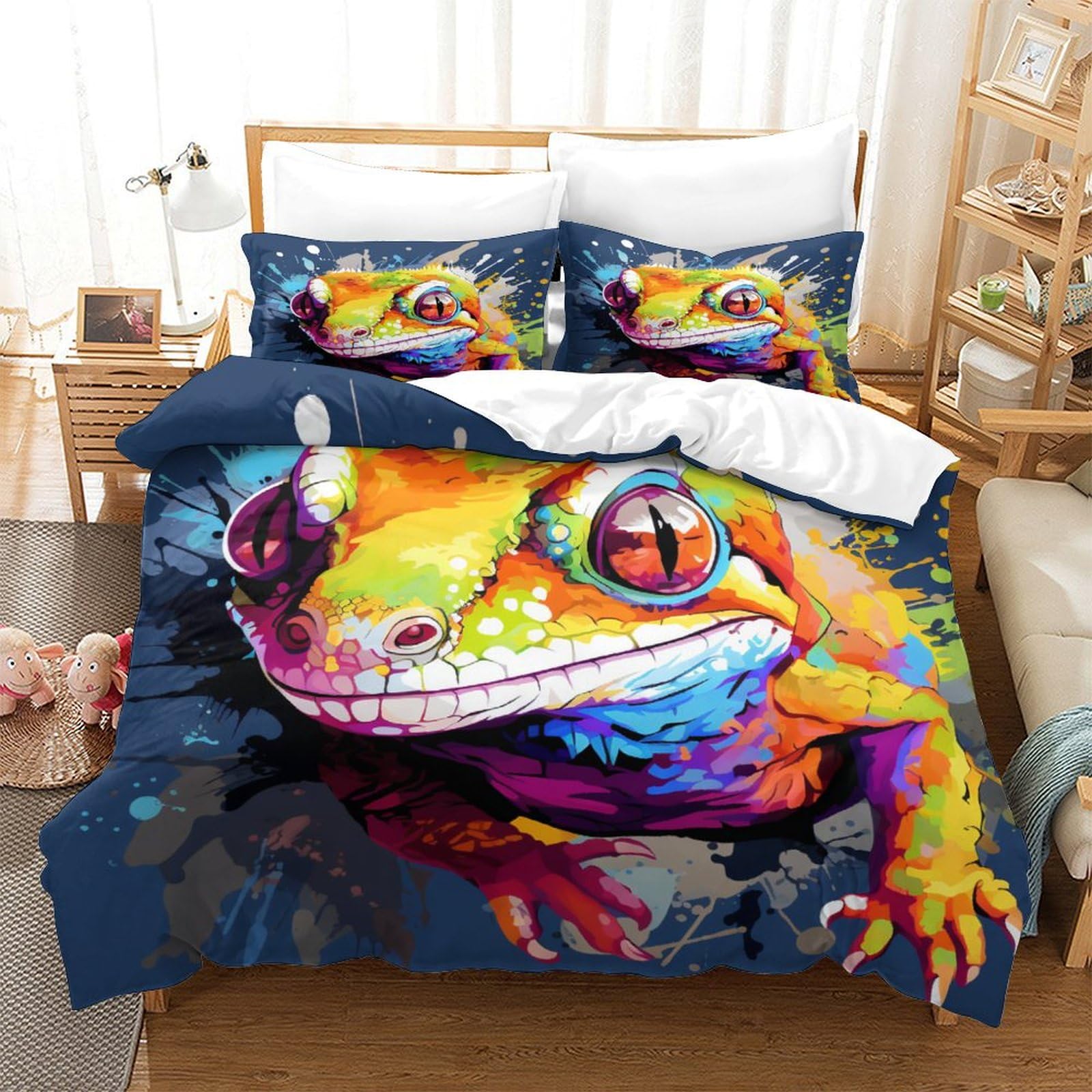 Housse de couette 260x220 hypoallergénique et douce, parure de lit super king size