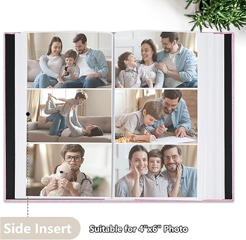 Vista 44 de Álbum de fotos de 4 x 6 pulgadas, 100 bolsillos, álbumes de fotos con cubierta de lino, álbumes de fotos para familia, boda, bebé, libro de fotos