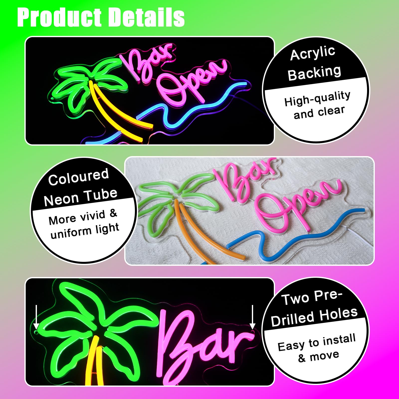 HFHungkeong Led-lichtreclame in de vorm van een palmboom, met dimbare schakelaar, neonlamp voor bar, winkel, koffie, hotel, club, party, geschenken voor vrienden, warmwit