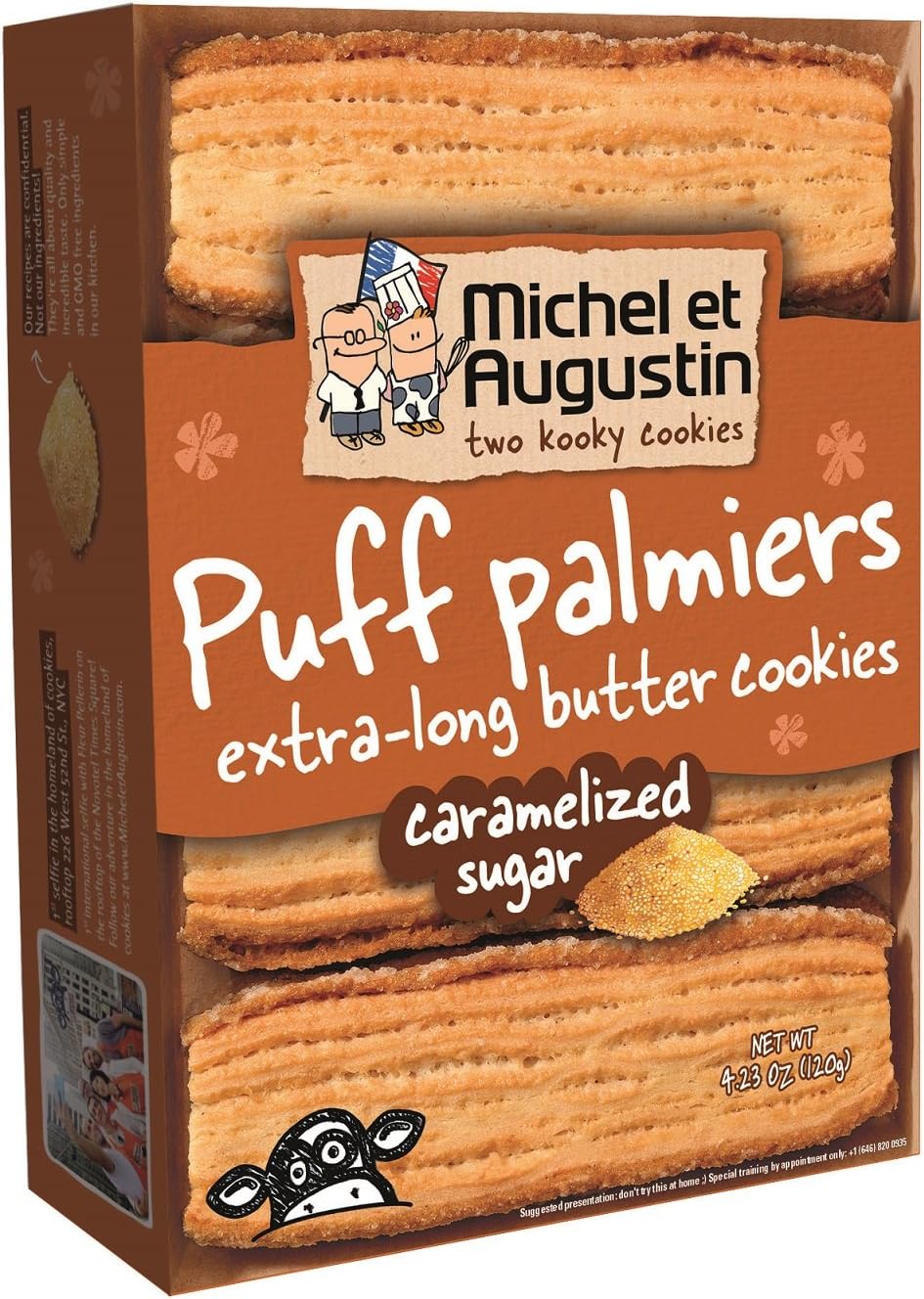Michel Et Augustin Puff Palmiers Extra Long Caramelised Sugar Butter Cookies (Pack of 5)