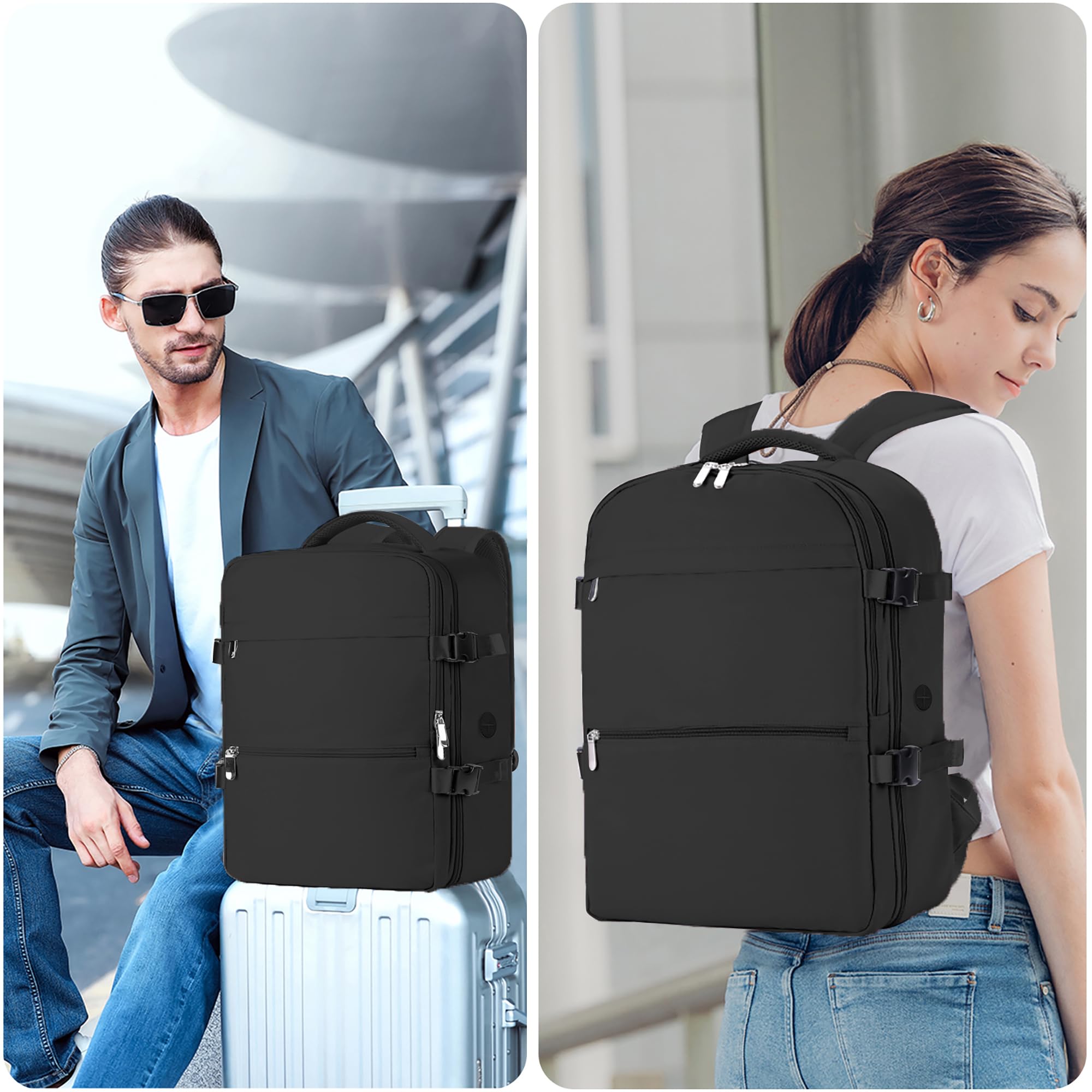 WOUIYO Mochila Viaje Cabina Avion 45x36x20 Para Easyjet 30L Mochila de Viaje Equipaje de Mano Mochila 45x36x20 Maletas de Viaje Cabina para Portatil de 15.6 Pulgadas