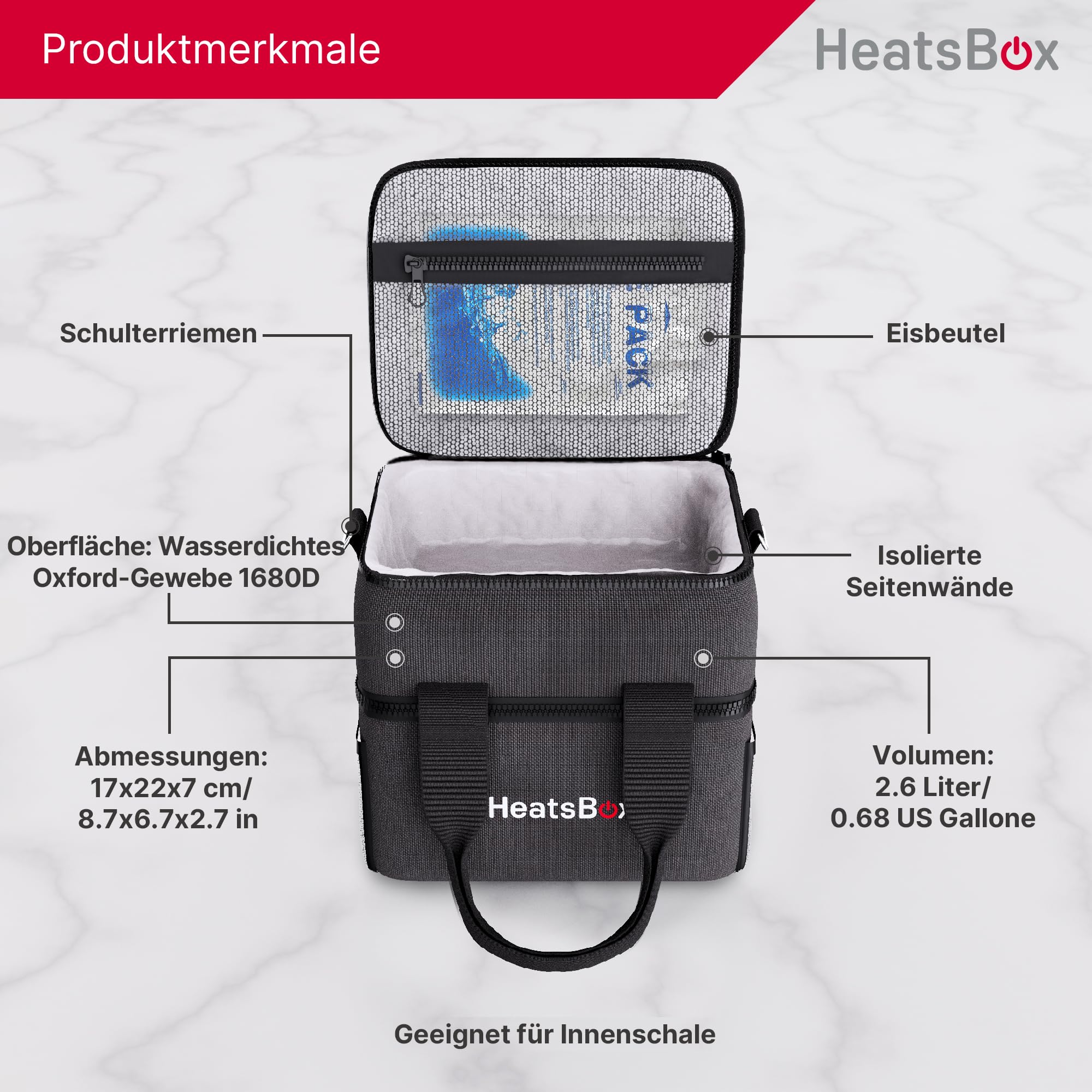 Faitron HeatsBox Carry Bag: Fortschrittliche Isolierung, multifunktionale Fächer und Haltbarkeit, elegant für Mahlzeiten unterwegs