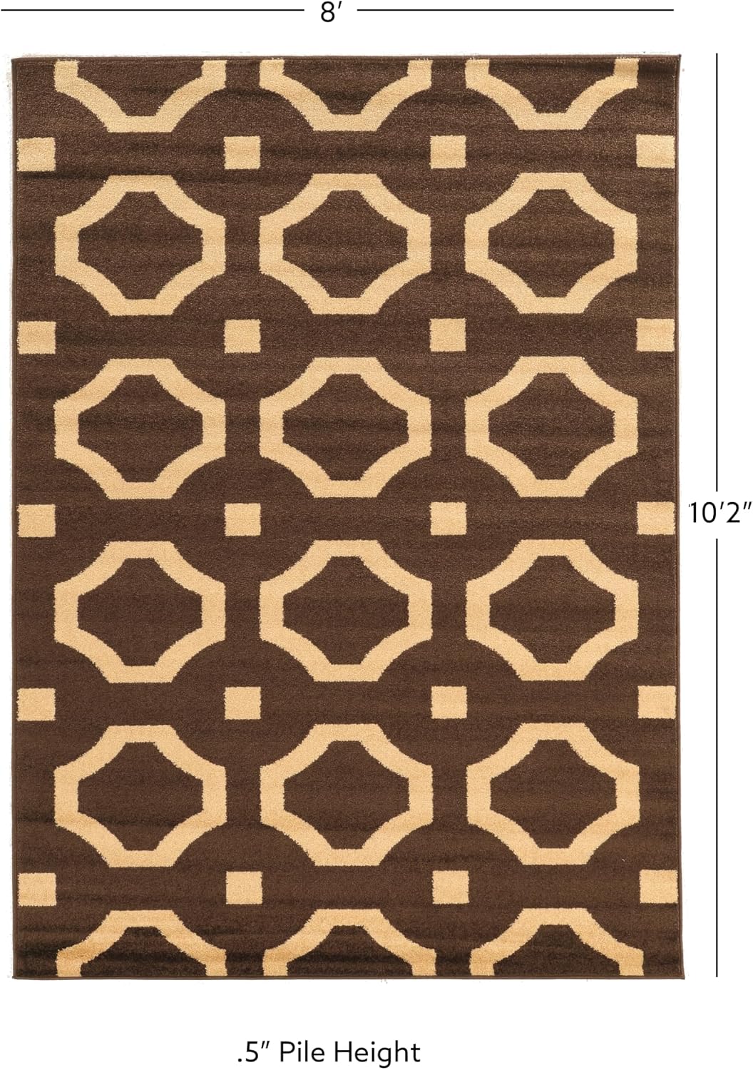 Linon RUGCT2381 Claremont Collection Claremont Octagon Brown/Beige 8'x10',Brown,8'x10'2"