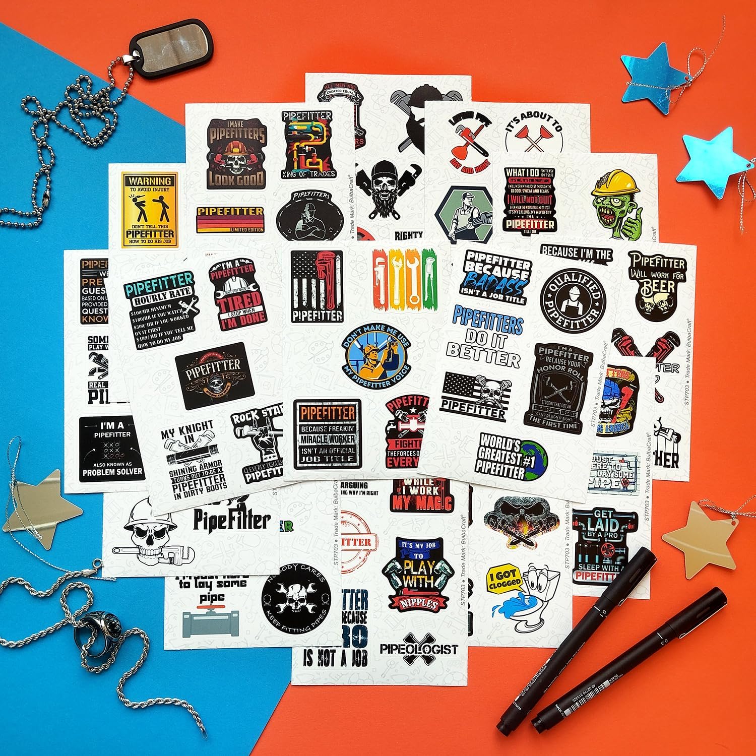 100Pcs Funny Pipefitter Stickers for Hard Hat, Pipefitter Hardhat Stickers, Cool Pipefitting Decals, Gifts for Women & Men image 5