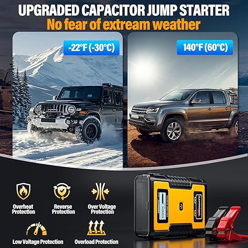 Miniatura 5 de Arrancador de coche de 1000 A, súper condensador sin batería para motores diésel de gas de 12 V, arrancador portátil de 12 V para batería de